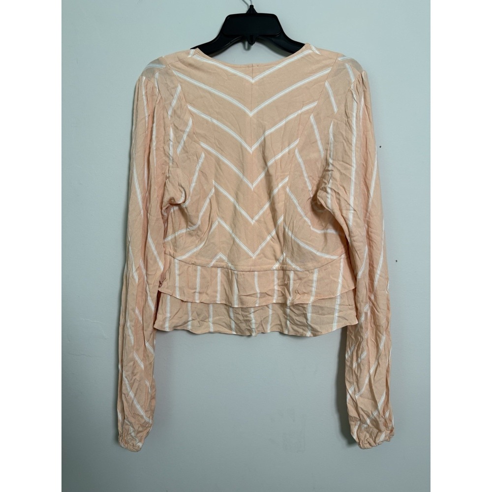 Free People Samifran Shirt Sz S Peach Long Sleeve Ruffle Boho Crop Festival Club - Picture 9 of 10